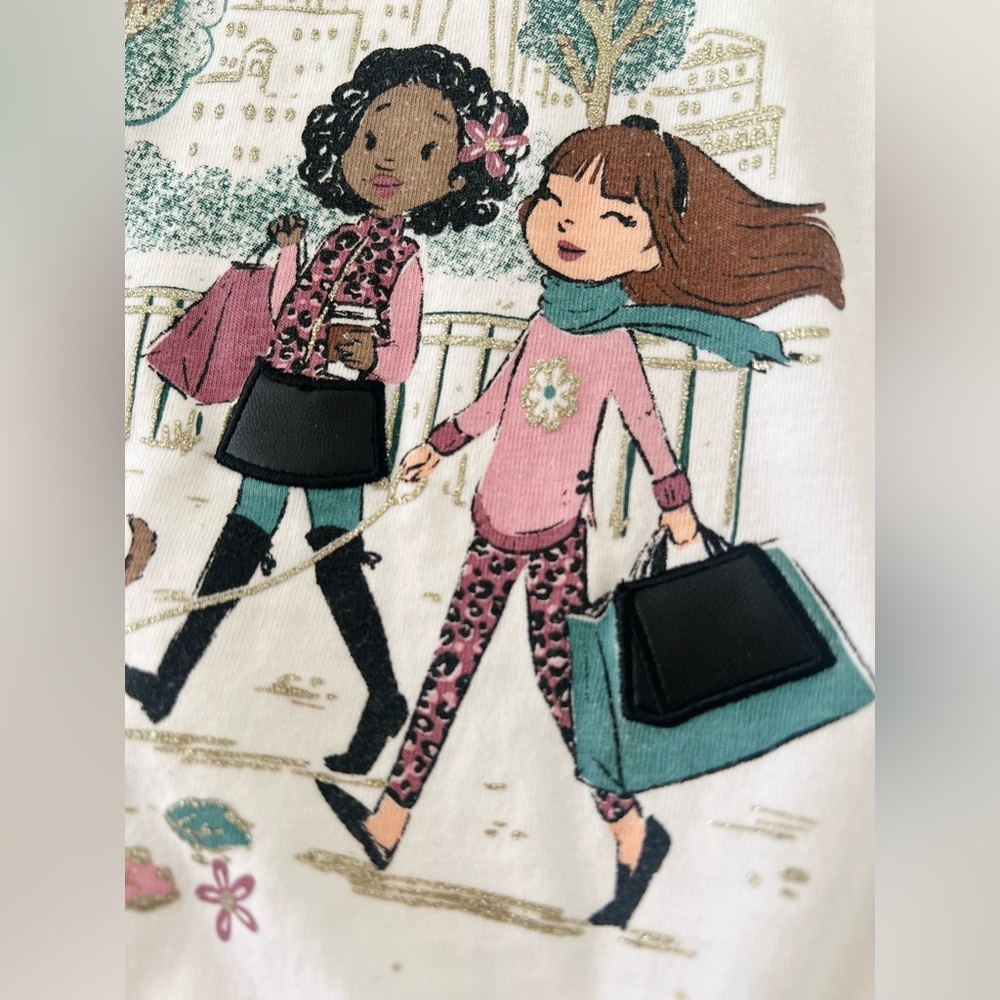 Isaac Mizrahi Kids' White Long Sleeve Tee with City Girls Graphic | Girl S (5/6) - Picture 3 of 9